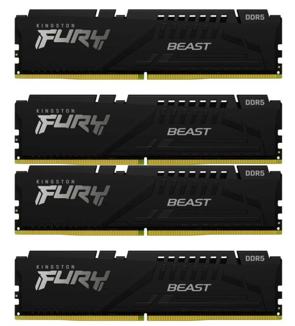 Изображение Оперативная память 4x32 GB DDR5 Kingston Fury Beast Black (41600 Мб/с, 5200 МГц, CL40)