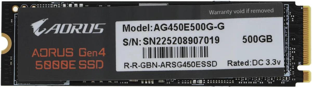 Изображение SSD диск GIGABYTE Aorus Gen4 5000E 500 Гб 2280 (AG450E500G-G)