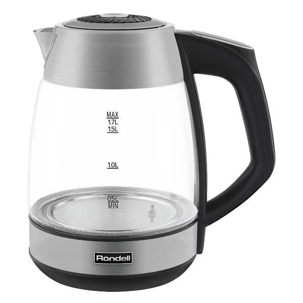 Изображение Электрический чайник Rondell RDE-1004 (2200 Вт/1,7 л /стекло, металл/прозрачный, серебристый)