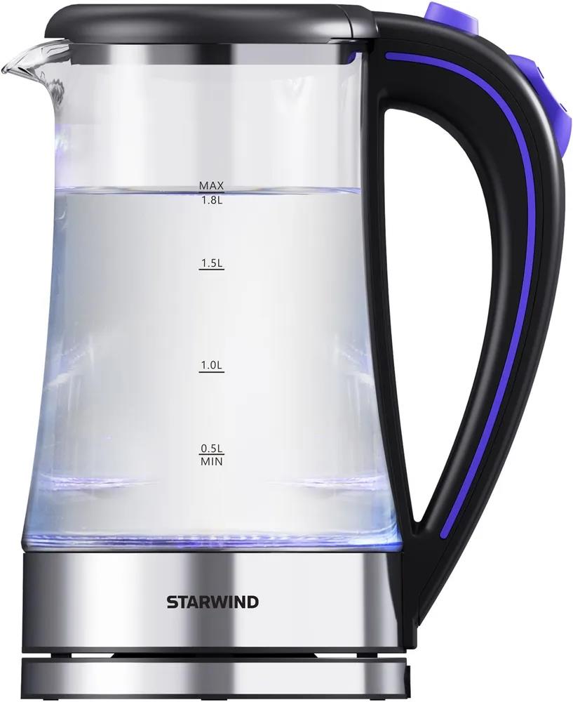 Изображение Электрический чайник STARWIND SKG4045 (1800 Вт/1,8 л /стекло/серебристый)