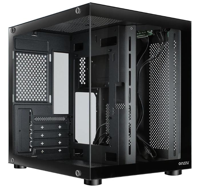 Изображение Корпус Ginzzu V100 Black (mATX, Mini-ITX, черный, без БП)/(V100)