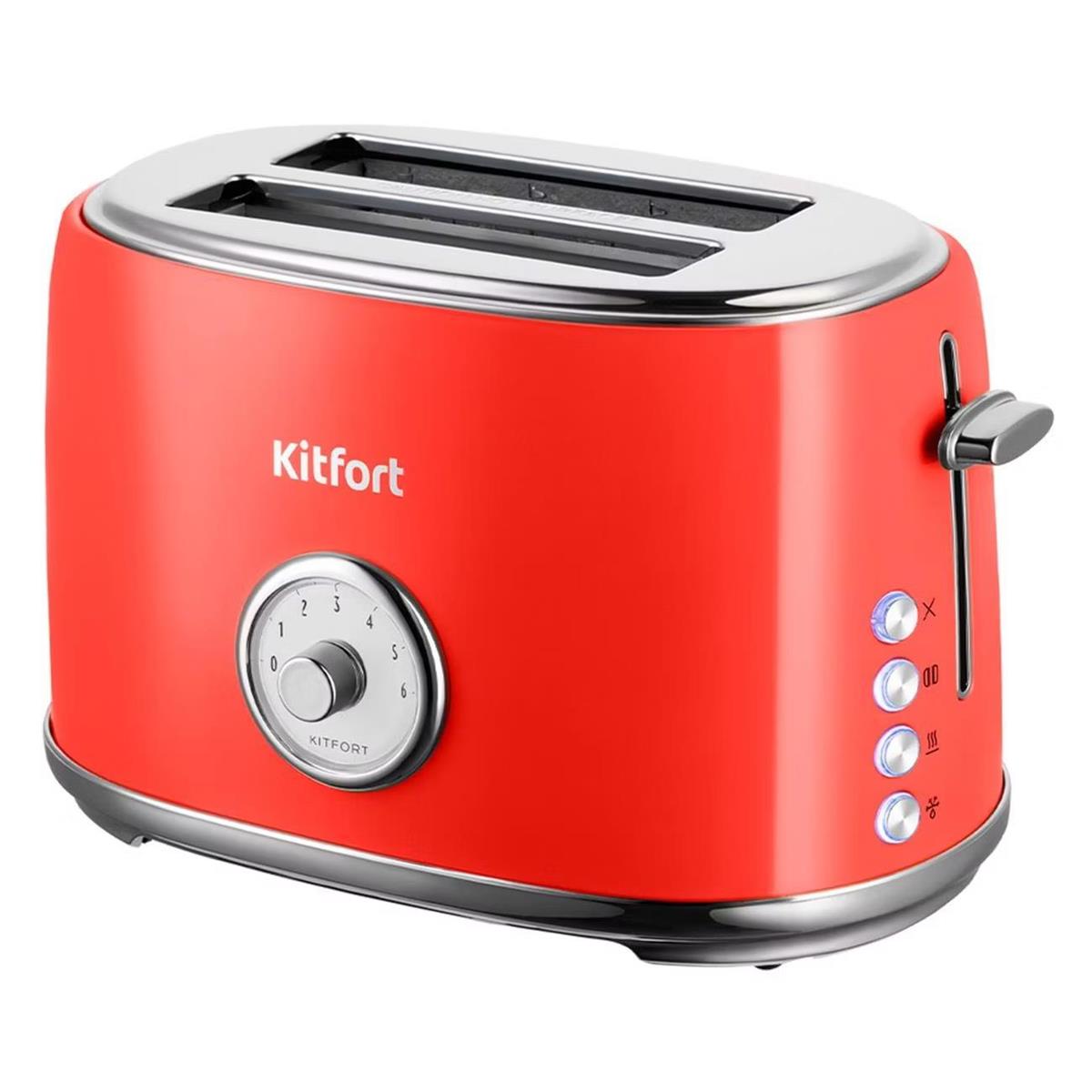 Изображение Тостер Kitfort КТ-6456 (980 Вт  красный, серебристый)