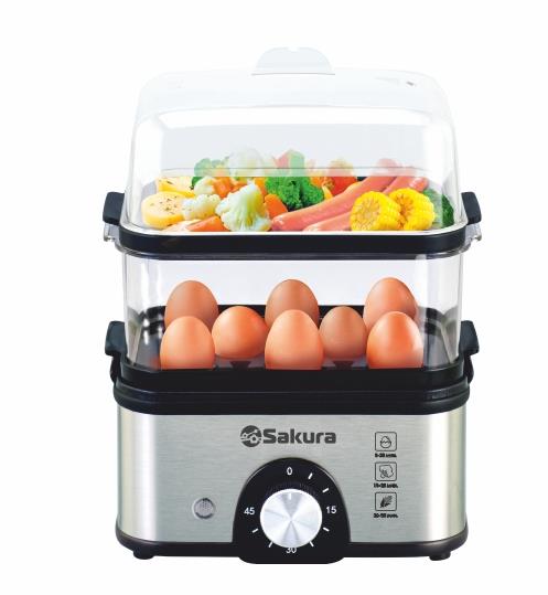 Изображение Пароварка Sakura SA-7221BS 3 в 1 (2,0л) 300-400Вт нерж/черн (черный, серебристый)