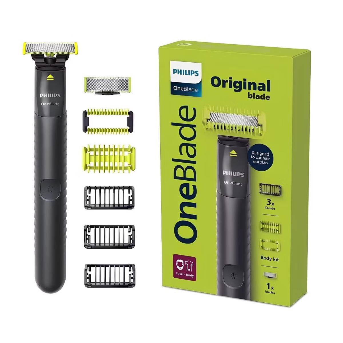 Изображение Триммер тела, бороды и усов Philips OneBlade QP1624/10, серый