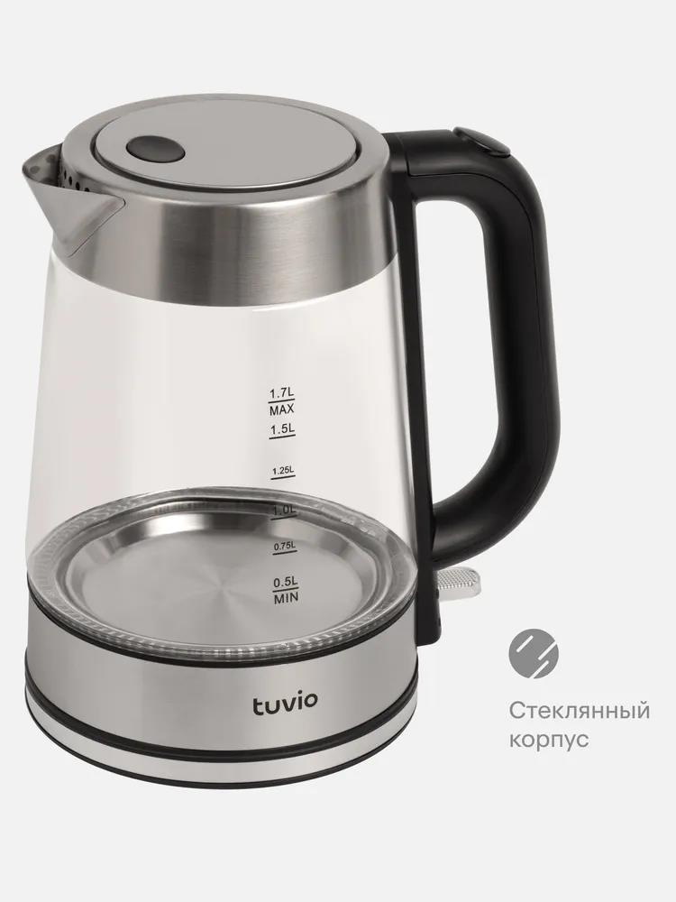 Изображение Электрический чайник Tuvio TKG0417 (2200 Вт/1,7 л /стекло, металл/прозрачный, серебристый)