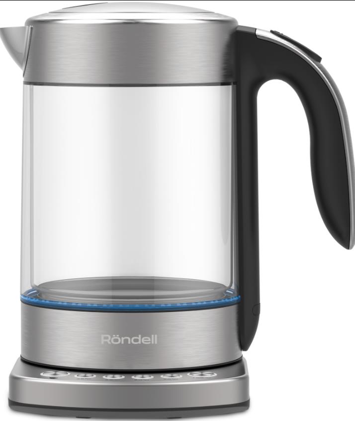 Изображение Электрический чайник Rondell RDE-WK888 (2200 Вт/1,6 л /стекло, пластик/прозрачный, серебристый)