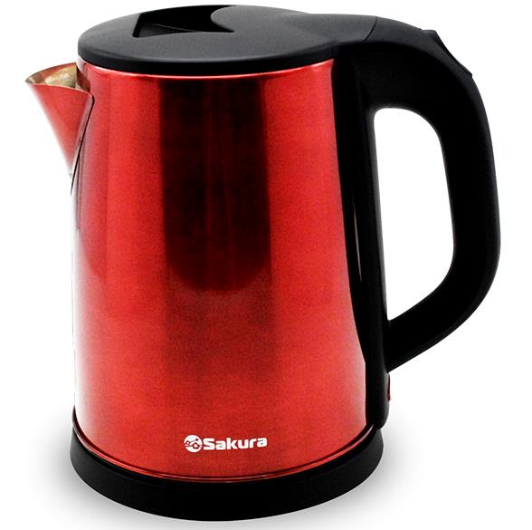 Изображение Электрический чайник Sakura SA-2149BR (1800 Вт/2 л /пластик, нержавеющая сталь/красный, черный)
