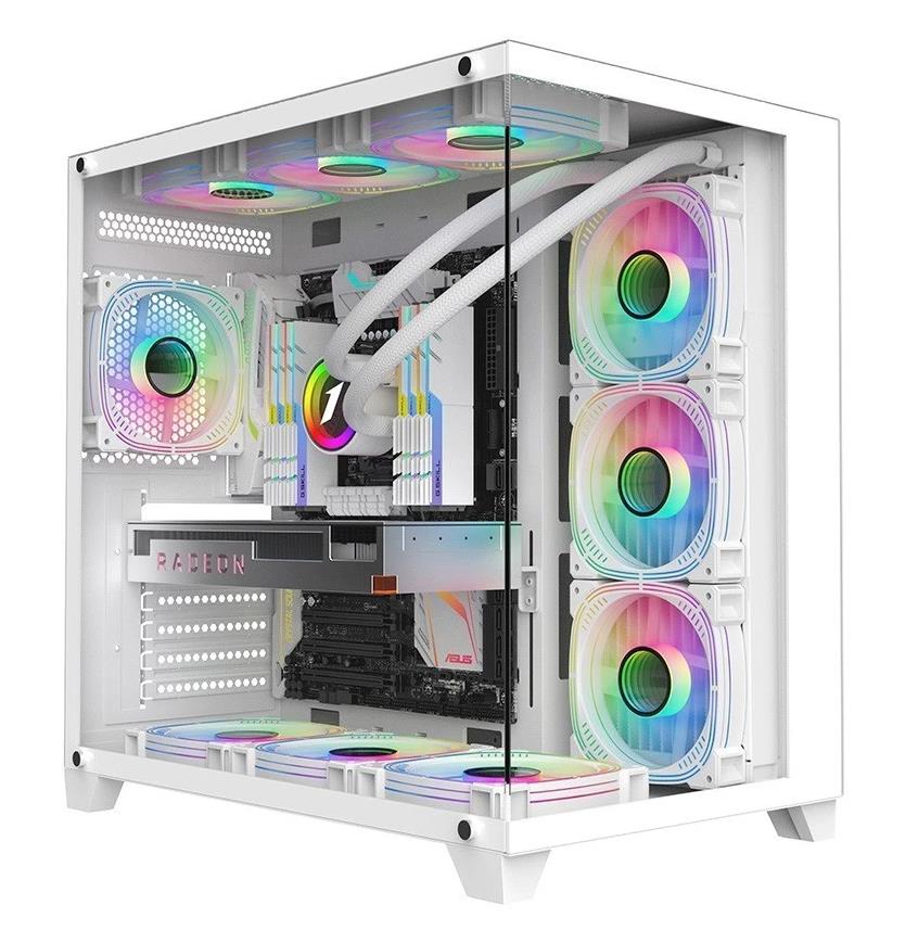 Изображение Корпус 1STPLAYER MEGAVIEW MV8-TP White (mATX, ATX, Mini-ITX, белый, без БП)/(MV8-TP White)