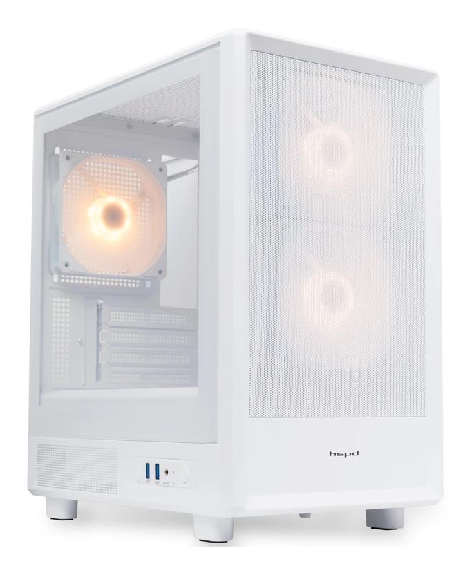 Изображение Корпус HSPD M310-TGWH-ARGB White (mATX, Mini-ITX, белый, без БП)/(M310-TGWH-ARGB)