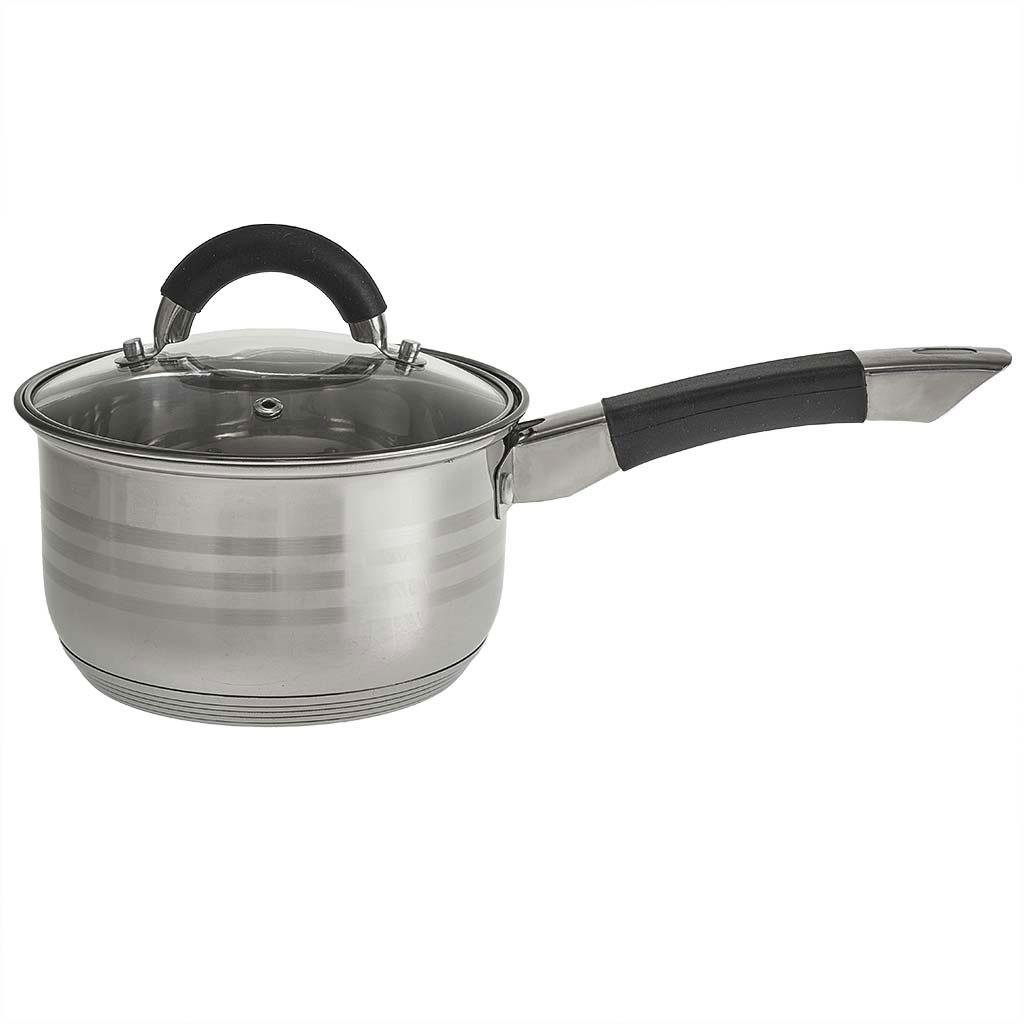 Изображение Ковш Webber BE-441/2 2,1л со стекл.крышкой, 16*9,5 см, нерж.сталь (2,1 л )