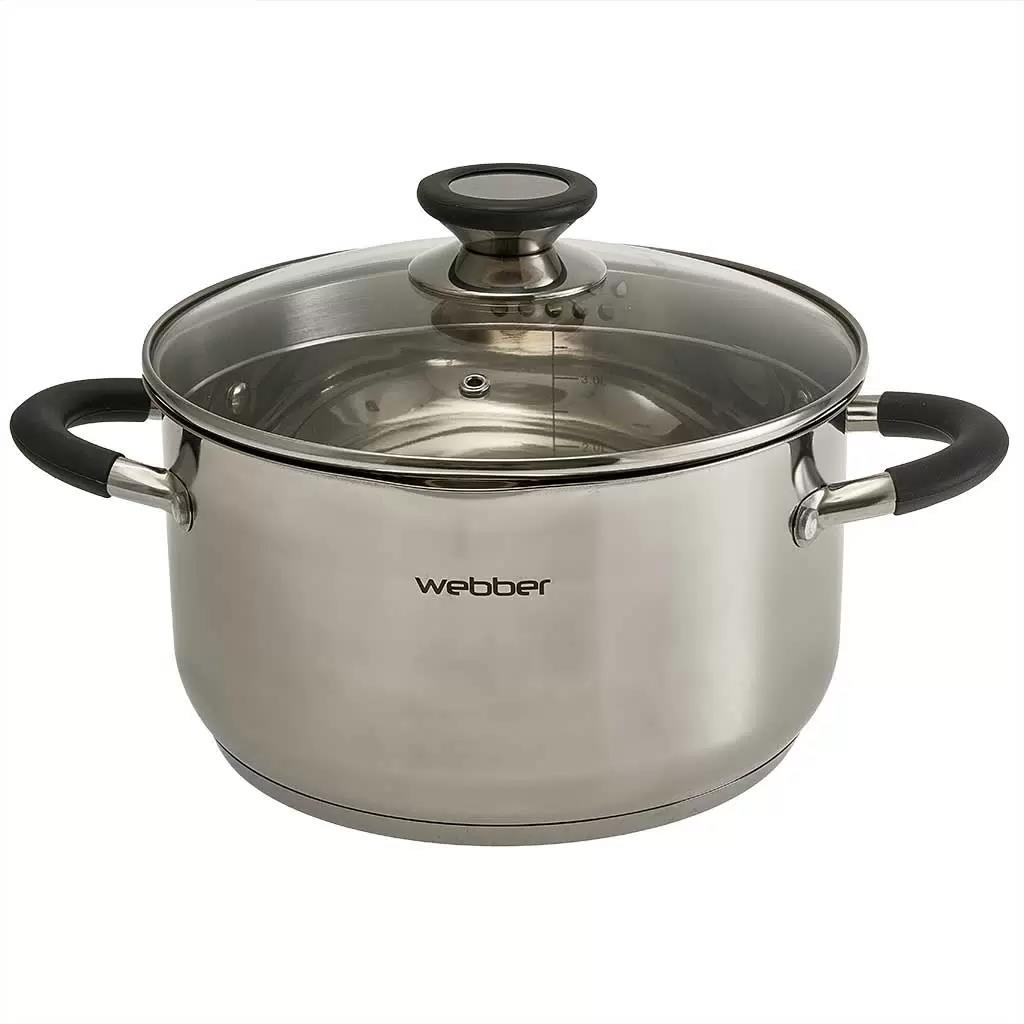 Изображение Кастрюля Webber BE-374/2 со стеклянной крышкой (d=22; 4,7 л) (4) (4,7 л )