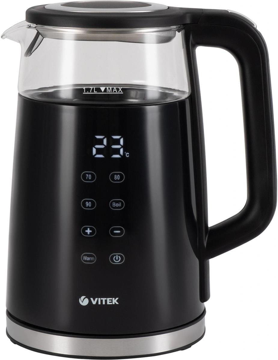 Изображение Электрический чайник VITEK VT-8827 (2200 Вт/1,7 л /стекло, металл/прозрачный, черный)
