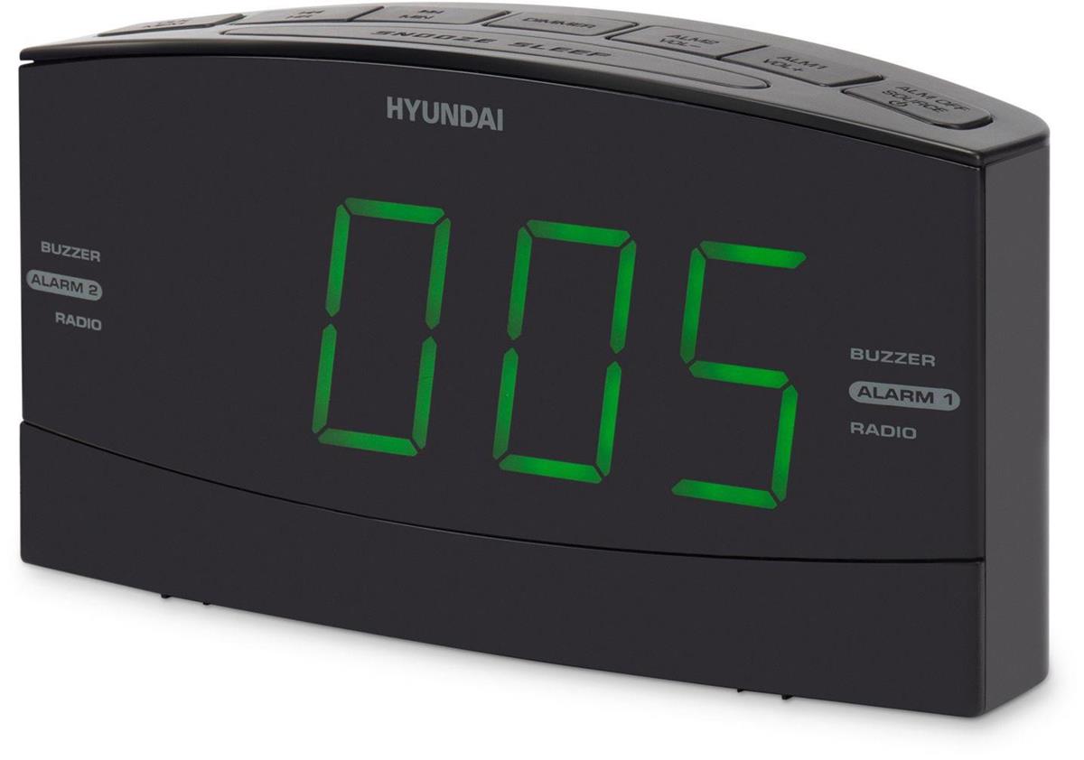 Изображение Радиоприемник Hyundai H-RCL238 LCD подсв:зеленая часы:цифровые FM черный