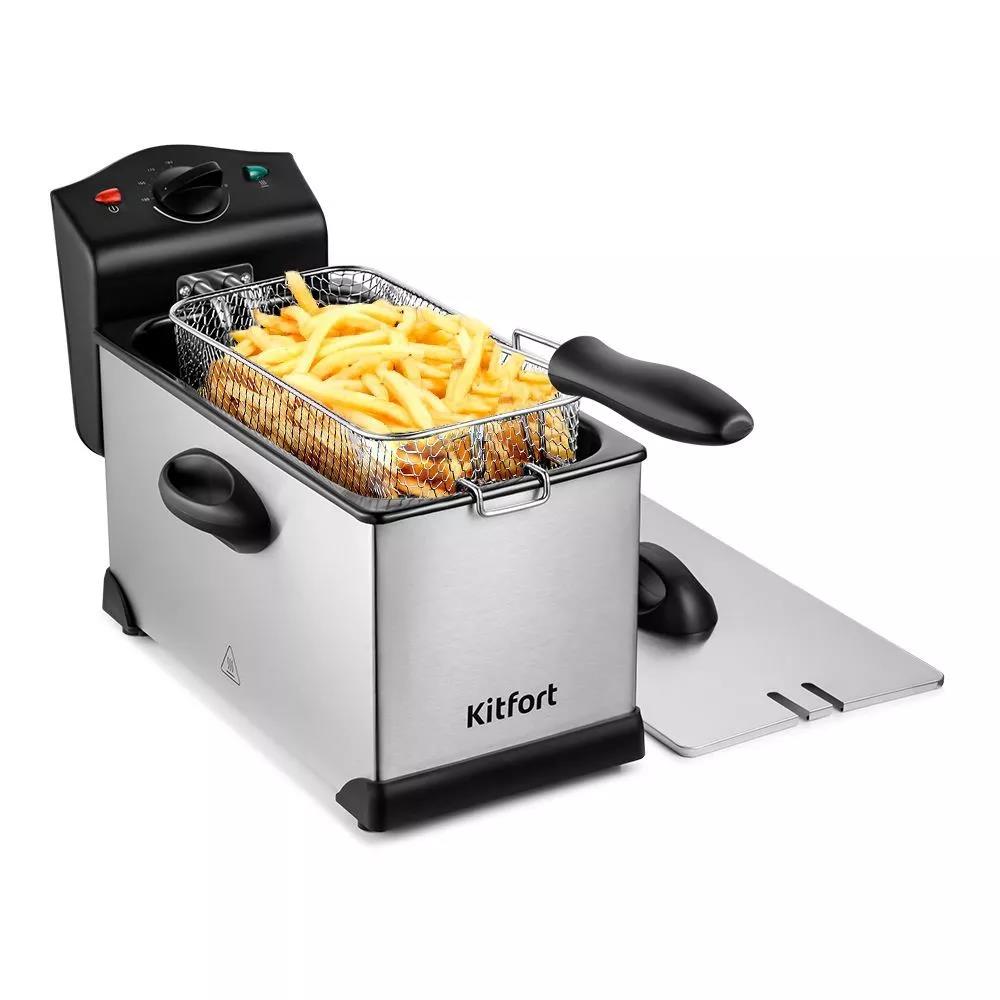 Изображение Фритюрница Kitfort КТ-4051 (3 л  2000 Вт  серебристый, черный)