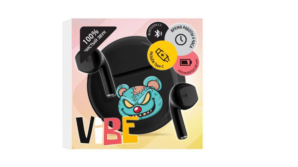 Изображение Bluetooth-гарнитура/наушники Qumo TWS ViBE ВТ 0100 "Teddy bad" (черный)