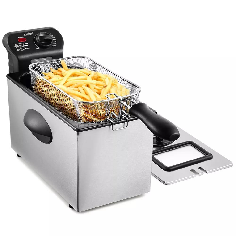 Изображение Фритюрница Kitfort КТ-2023 (3,3 л  2180 Вт  серебристый, черный)