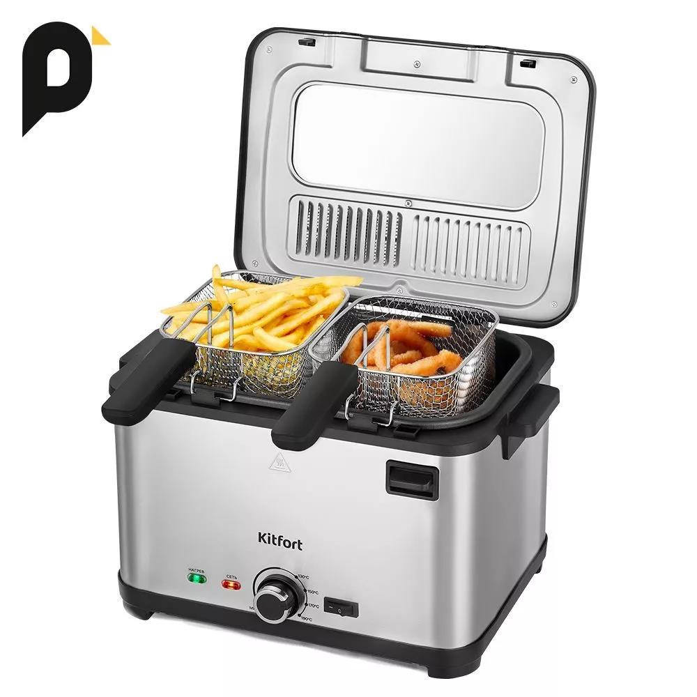 Изображение Фритюрница Kitfort КТ-6240 (4 л  2000 Вт  серебристый, черный)