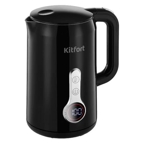 Изображение Электрический чайник Kitfort КТ-6701 (2200 Вт/1,7 л /пластик, нержавеющая сталь/черный)