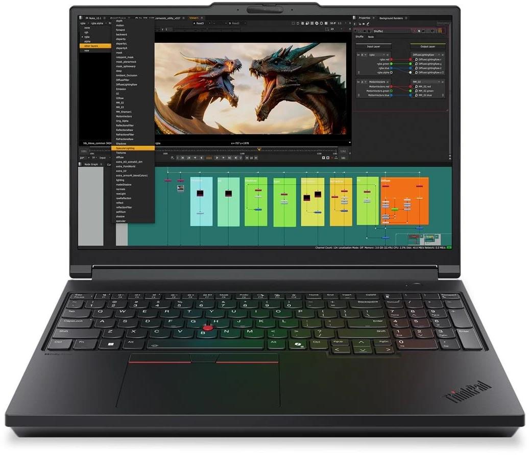 Изображение Ноутбук Lenovo ThinkPad P16 Gen 3 (Intel 275HX 2700 МГц/ SSD 1024 ГБ  /RAM 64 ГБ/ 16" 3840x2400/VGA дискретная/ Windows 11 Pro) (21RQS0C900)