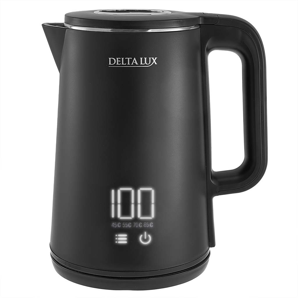 Изображение Электрический чайник DELTA LUX DE-1023 (2000 Вт/1,8 л /пластик, нержавеющая сталь/черный)