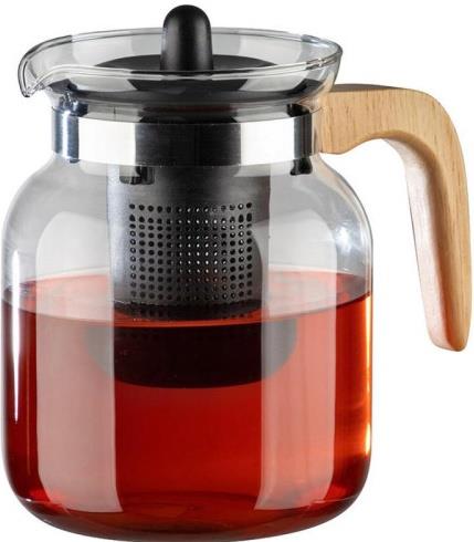Изображение Чайник заварочный Mallony La Caffetteria, с деревянной ручкой/фильтр (910134) (стекло, дерево/1,5 л )