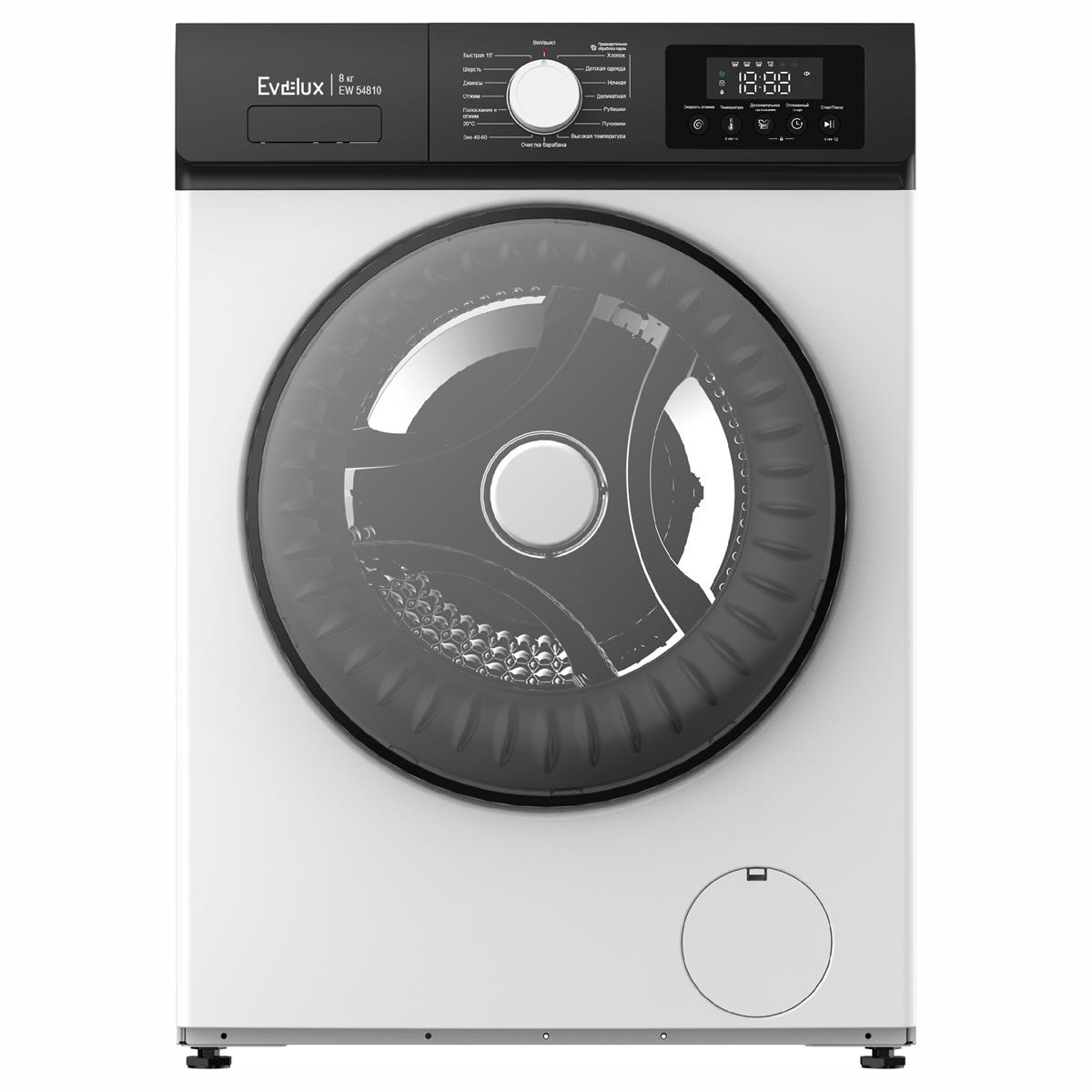 Изображение Стиральная машина Evelux EW 54810, белый/черный (фронтальная, 8 кг, 1200 об/мин )