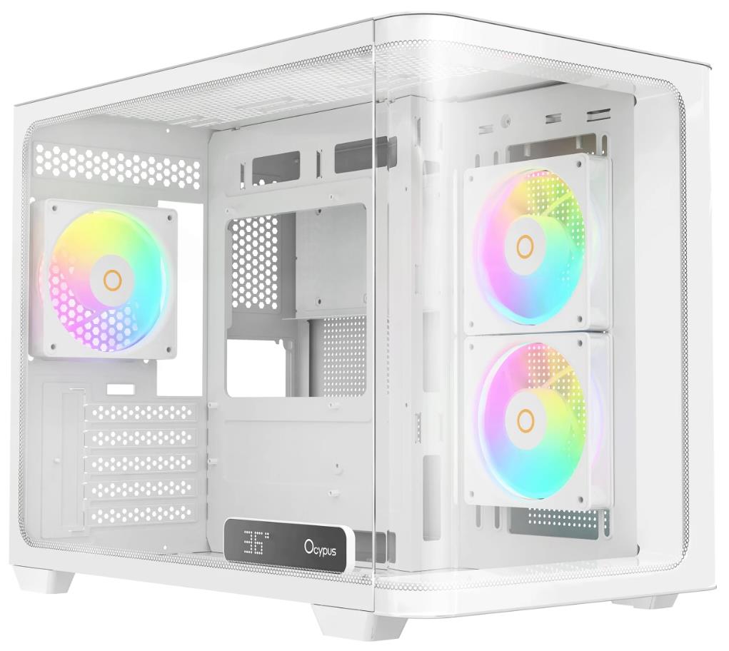 Изображение Корпус Ocypus Iota C50 Curve WH ARGB (mATX, Mini-ITX, белый, без БП)/(Iota-C50-WHD300CD-GL)