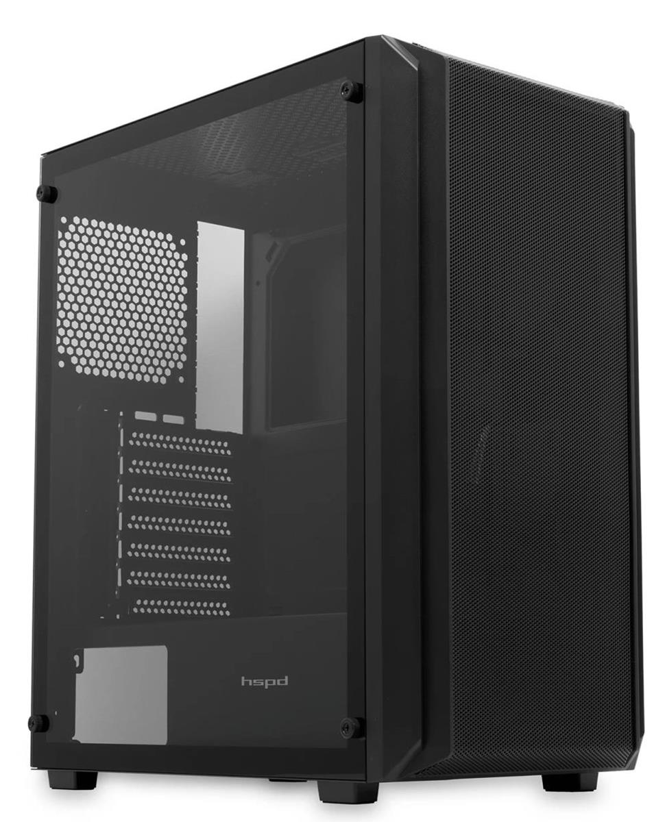 Изображение Корпус HSPD M730-TGBK Black (mATX, ATX, Mini-ITX, черный, без БП)/(M730-TGBK)