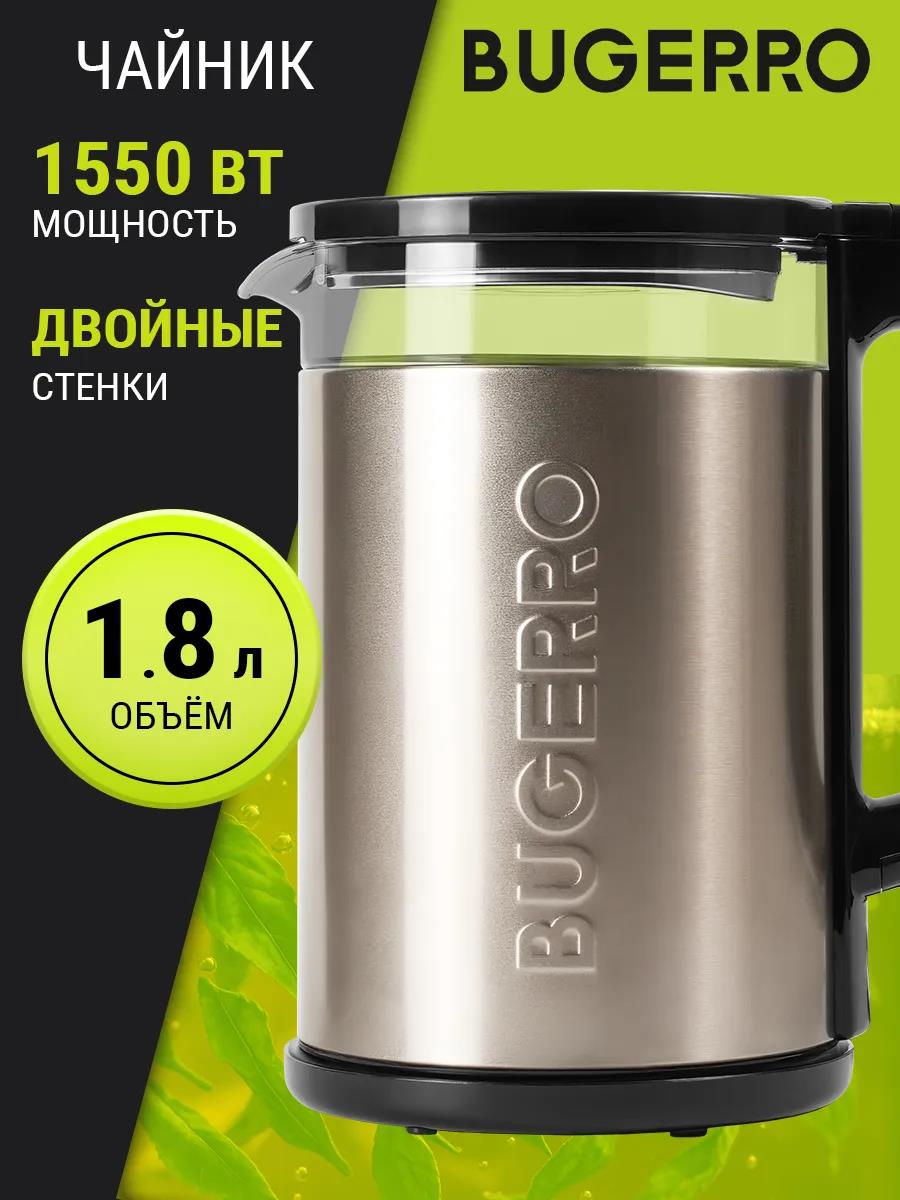Изображение Электрический чайник BUGERRO BG-5603 (1550 Вт/1,8 л /стекло, металл/бежевый, металлик)