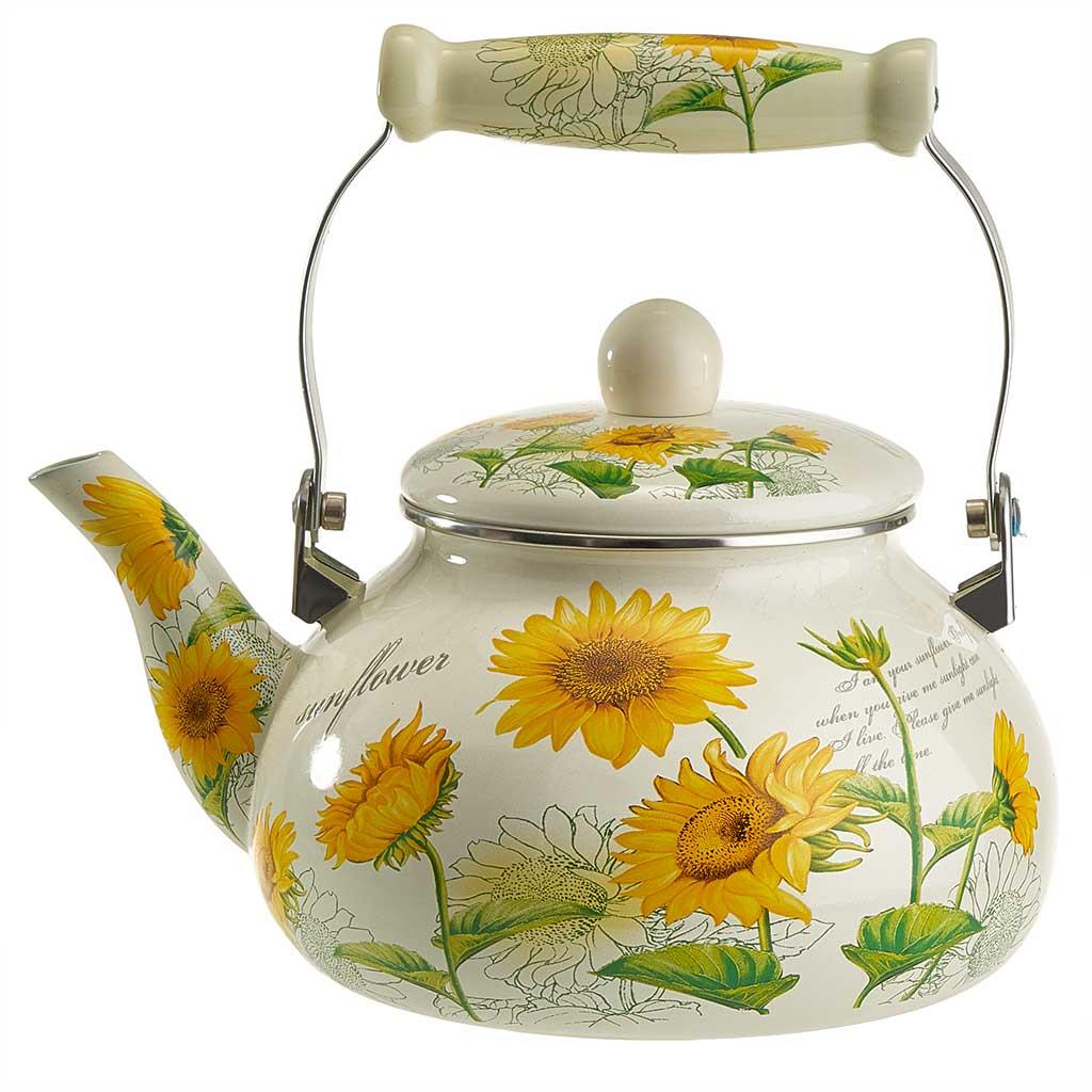Изображение Чайник METALLONI EM-1313 Подсолнухи с керамической ручкой (2,5, л л /рисунок)