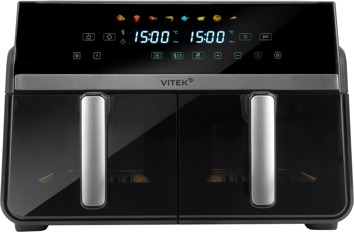 Изображение Аэрогриль VITEK VT-AF1001 2400Вт черный/серебристый (2400 Вт /10 л )
