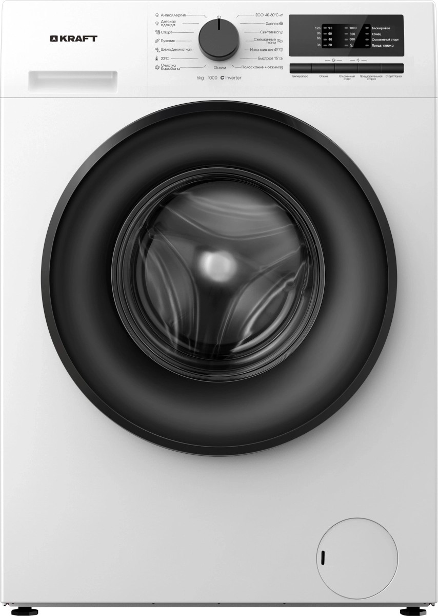Изображение Стиральная машина Kraft KF-EN6106W, белый (фронтальная, 6 кг, 1000 об/мин )