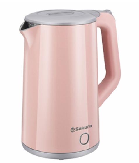 Изображение Электрический чайник Sakura SA-2150GP (1800 Вт/1,8 л /пластик, нержавеющая сталь/серый, розовый)