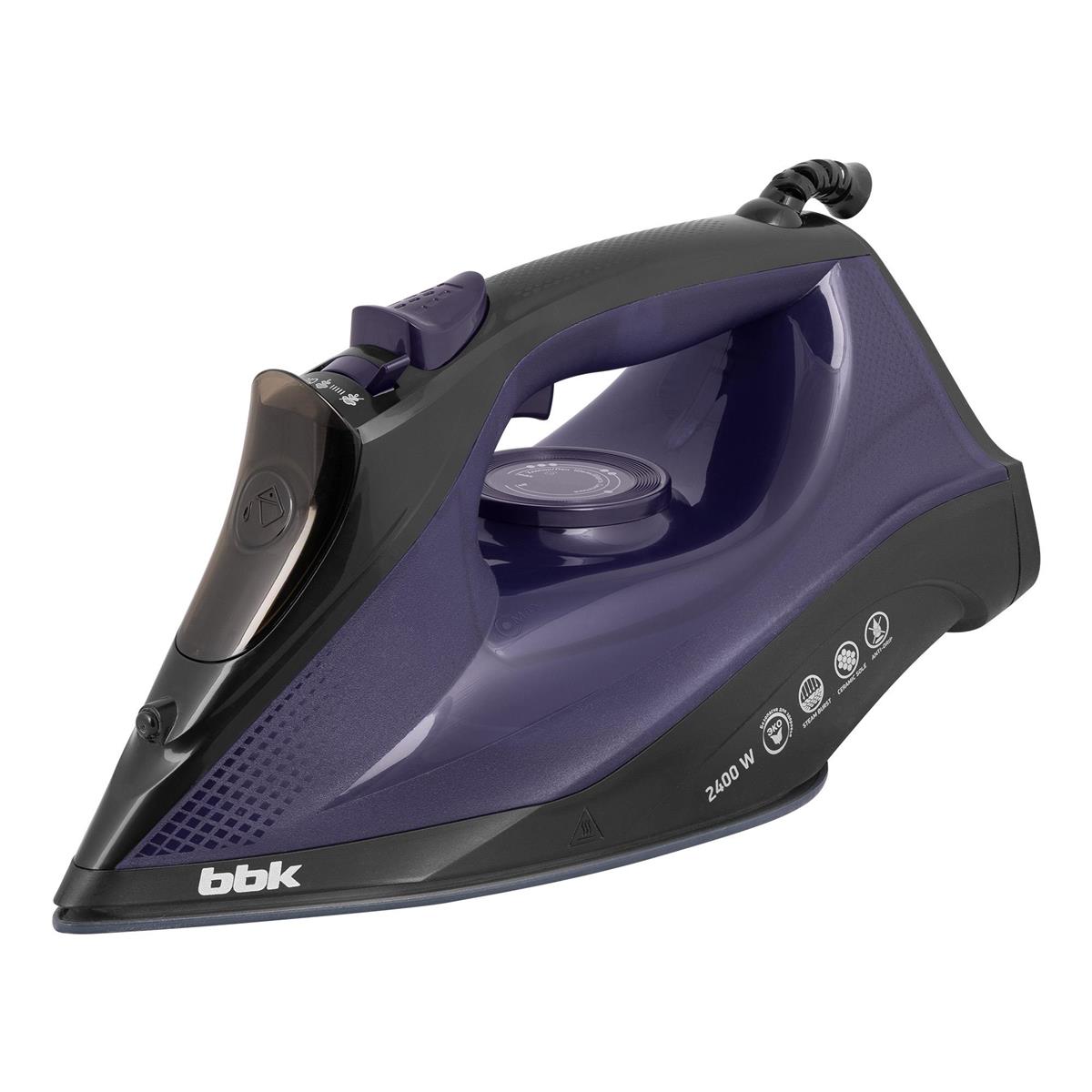 Изображение Утюг BBK ISE-2413 (B/V) (2400 Вт/черный, фиолетовый)