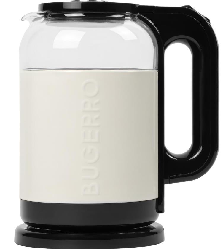 Изображение Электрический чайник BUGERRO BG-5604 (1550 Вт/1,7 л /стекло, металл/прозрачный, белый, черный)
