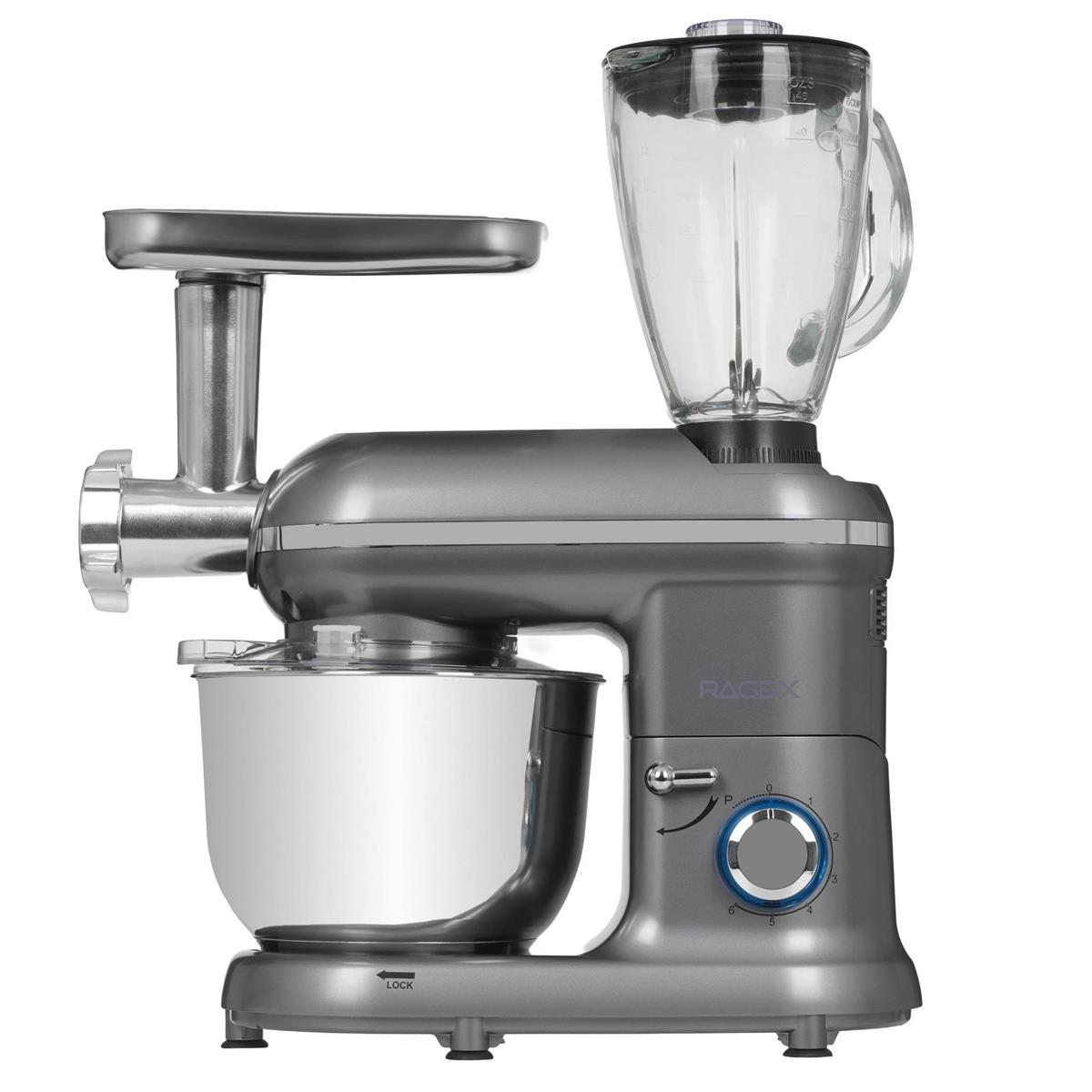 Изображение Кухонный комбайн RageX R101-200 металл 1500Вт 6 скоростей (4,5 л /1500 Вт /серый)