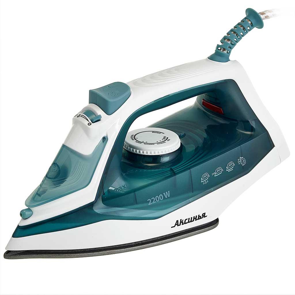 Изображение Утюг Аксинья КС-3006 белый с серо-зеленым (2200 Вт/)