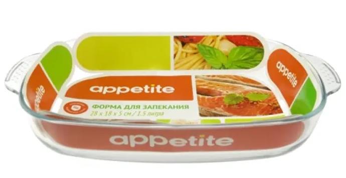 Изображение Форма Appetite PLG38 стекл прям 38х25,5х6,5см/3,8л с руч 3,8 л