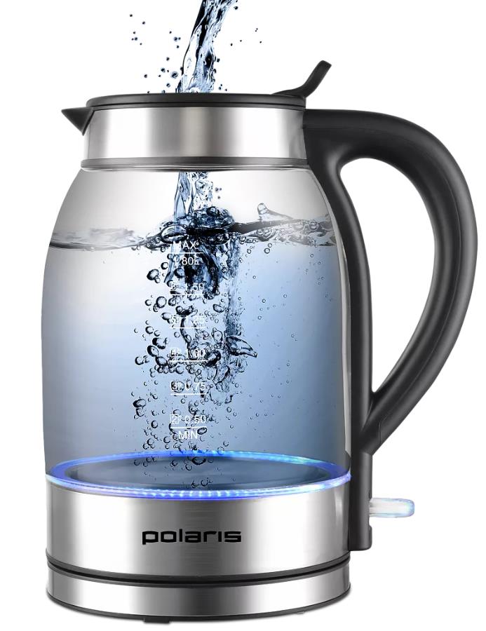 Изображение Электрический чайник Polaris PWK 1739CGL 1,8 л, 2200 Вт, сталь (2200 Вт/1,8 л /стекло, металл/сталь, прозрачный)