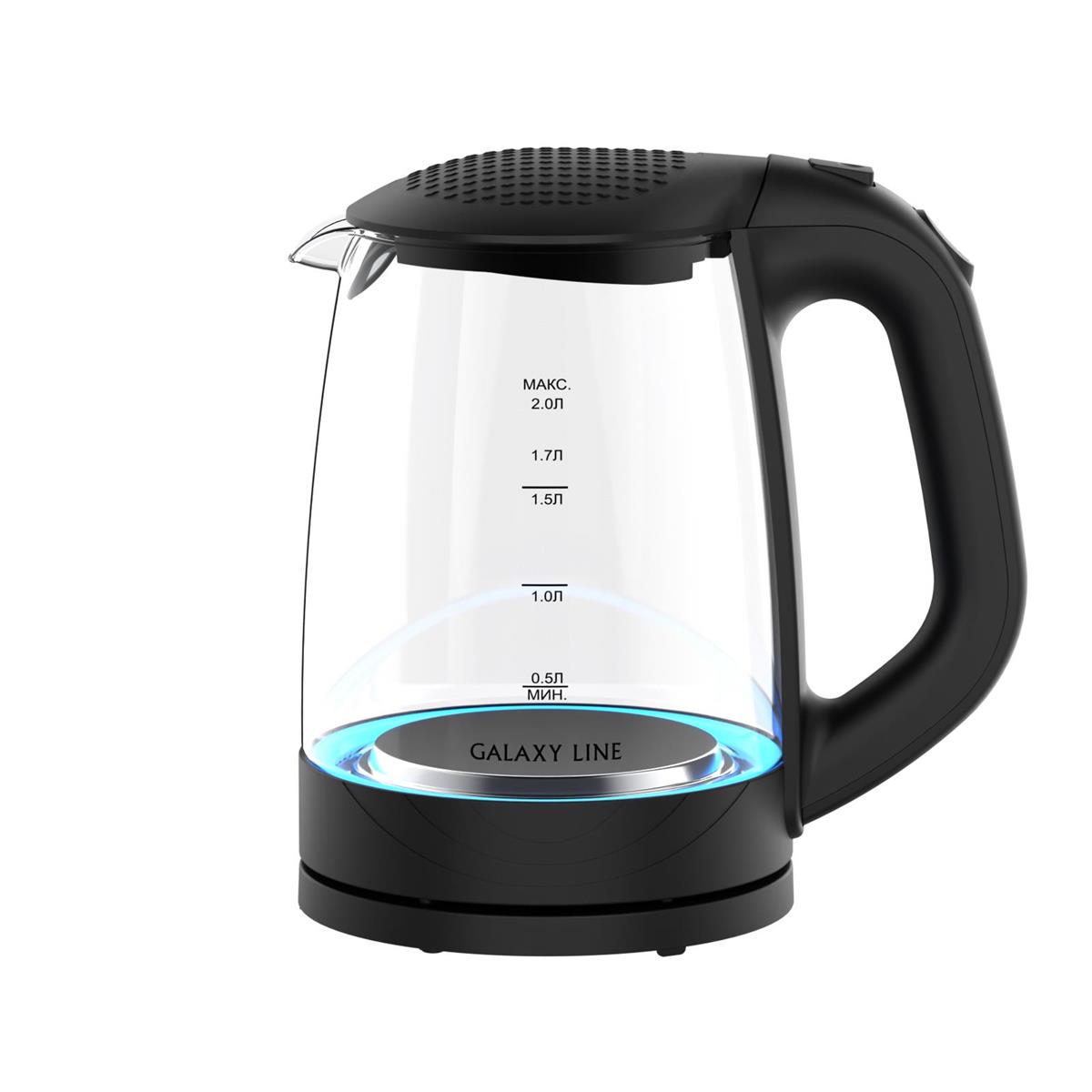 Изображение Электрический чайник GALAXY LINE GL 0566 (2200 Вт/2 л /стекло/прозрачный, черный)