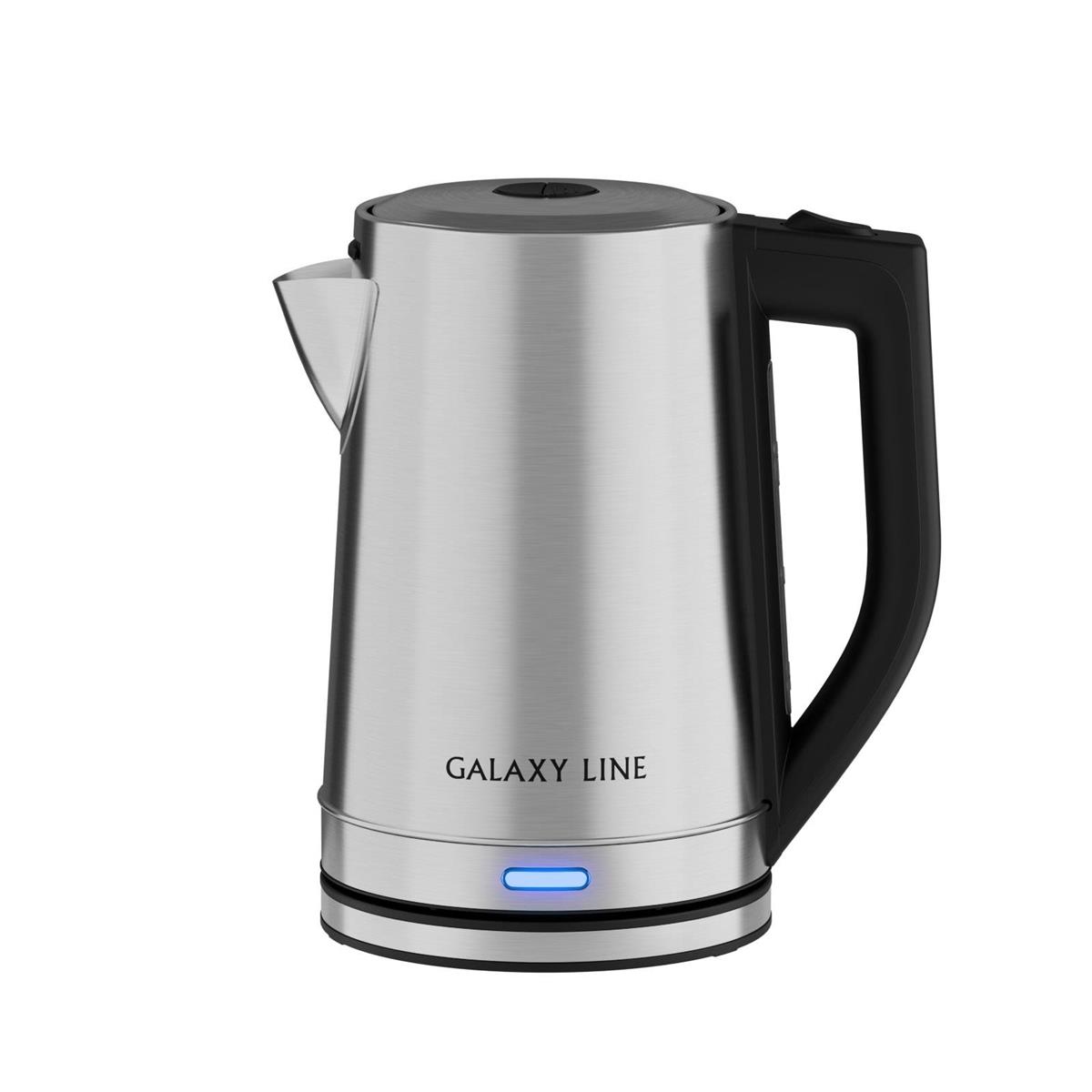 Изображение Электрический чайник GALAXY LINE GL 0368 (2200 Вт/1,7 л /нержавеющая сталь/черный, серебристый)