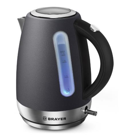 Изображение Электрический чайник Brayer BR6118 (2200 Вт/1,7 л /нержавеющая сталь/серый)