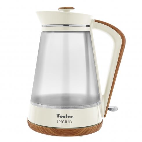 Изображение Электрический чайник Tesler KT-1750 BEIGE (2200 Вт/1,7 л /стекло, пластик/бежевый, прозрачный)