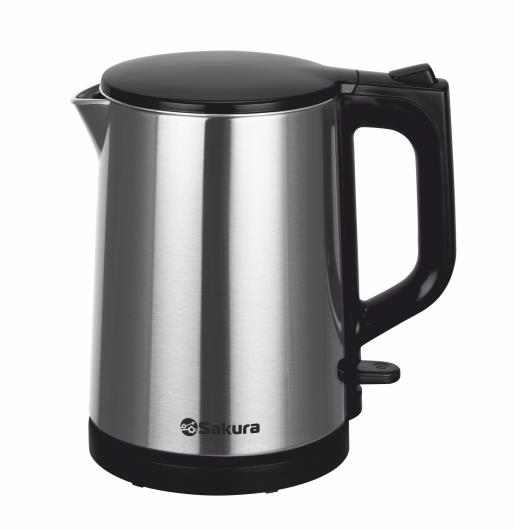 Изображение Электрический чайник Sakura SA-2184S (1000 Вт/0,8 л /пластик, нержавеющая сталь/черный, серебристый)
