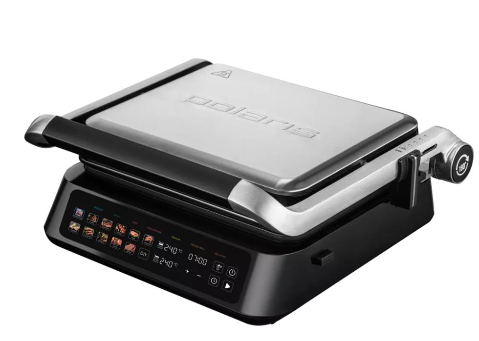 Изображение Электрический гриль Polaris PGP 3018 2000Вт серебристый/черный, 2000 Вт