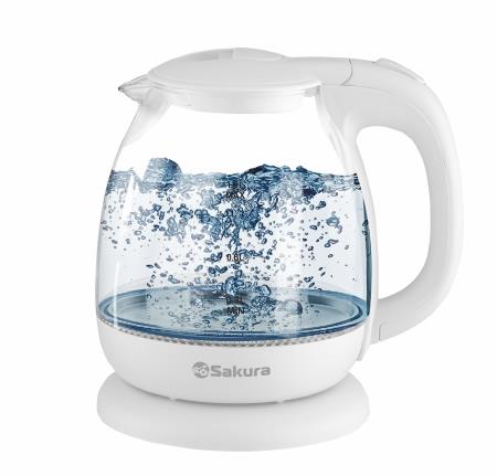 Изображение Электрический чайник Sakura SA-2750W  (1100 Вт/1 л /стекло/прозрачный, белый)