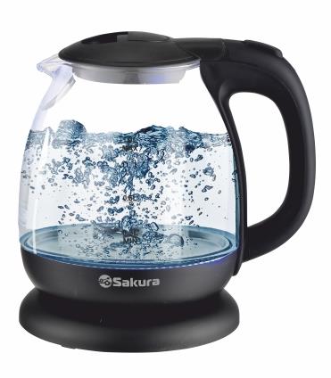 Изображение Электрический чайник Sakura SA-2750BK (1100 Вт/1 л /стекло/прозрачный, черный)