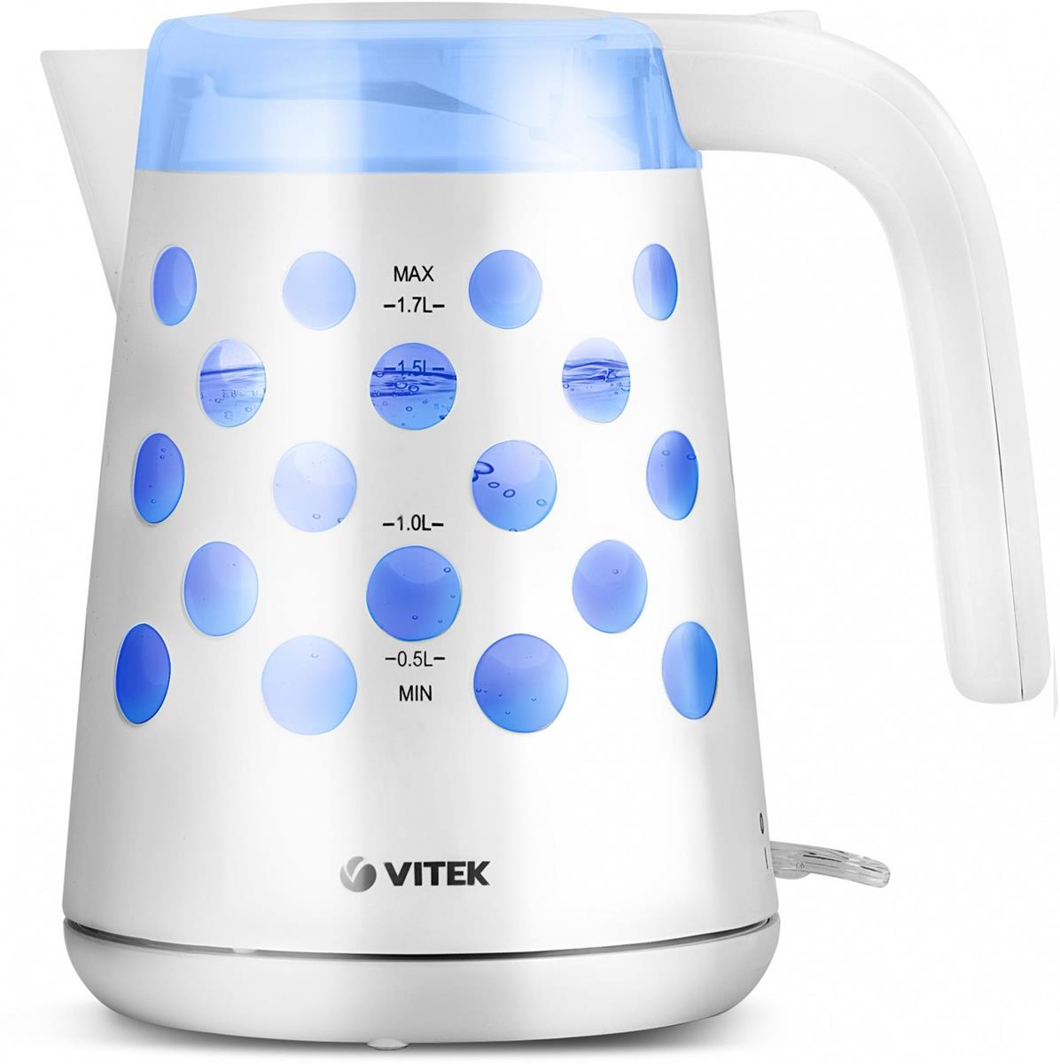 Изображение Электрический чайник VITEK VT-7048-01 (2200 Вт/1,7 л /пластик/белый)