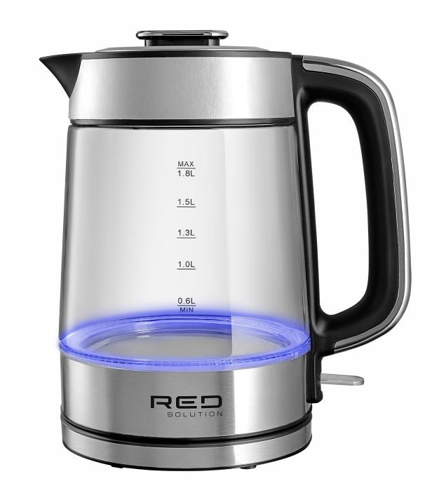 Изображение Электрический чайник Red solution G104 (2200 Вт/1,7 л /стекло, пластик, нержавеющая сталь/прозрачный, черный, серебристый)
