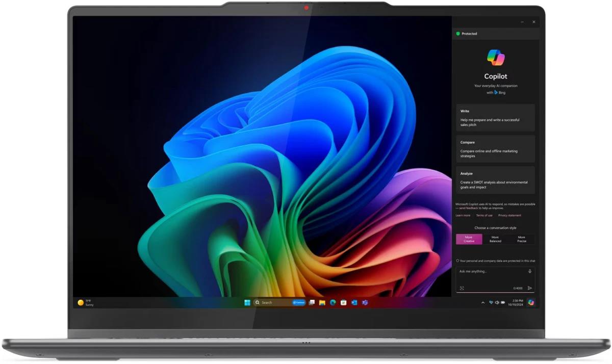 Изображение Ноутбук Lenovo Yoga 7 2-in-1 14IML9 (Intel 256V 2200 МГц/ SSD 512 ГБ  /RAM 16 ГБ/ 14" 2880x1800/VGA встроенная/ Windows 11 Home) (83JQ00BLUE)